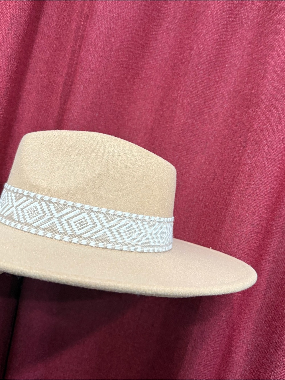 Beige Wide-Brim western Hat with Decorative Band